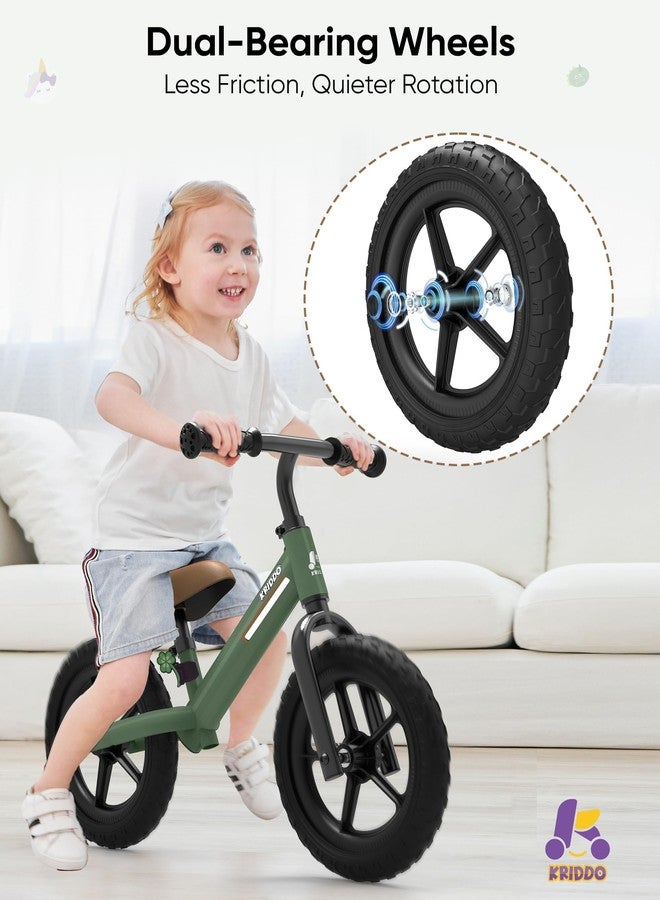 KRIDDO Toddler Balance Bike 2 Year Old, Kids Balance Bike for 2-5 Years Old, Dual Bearing for Smoother Riding, Adorable Plate, Adjustable Seat and Handlebar, Toddler Bike Gifts Age 2-3, Green - Image 2